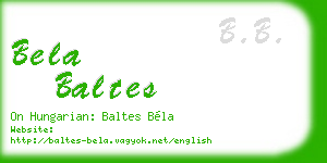 bela baltes business card